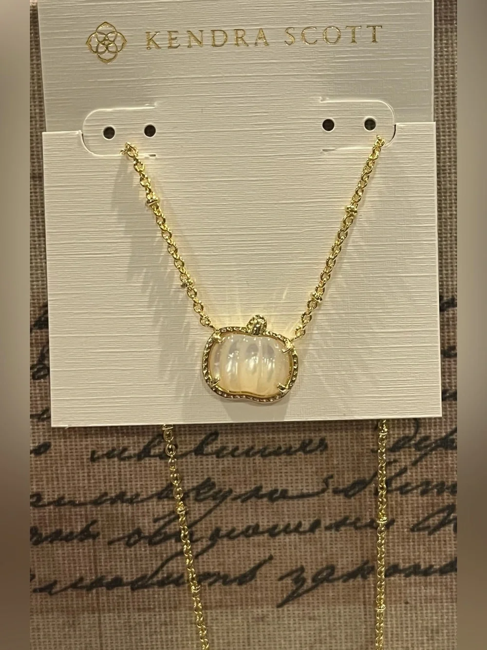 Kendra Scott Gold Necklace with Pumpkin Pendant New